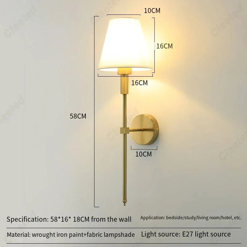 LED Wall Lamp with Fabric Lampshade – E27 Indoor Light