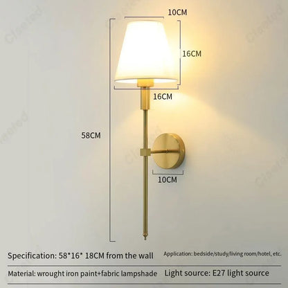 LED Wall Lamp with Fabric Lampshade – E27 Indoor Light