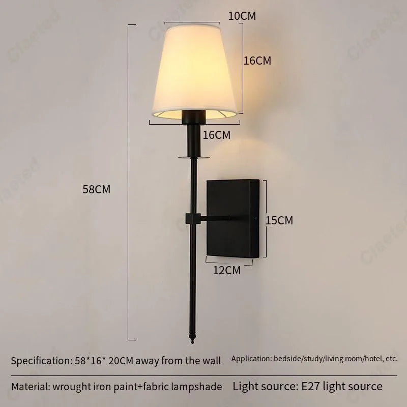 LED Wall Lamp with Fabric Lampshade – E27 Indoor Light