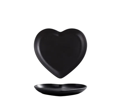 Nordic Heart-Shaped Ceramic Dinner Plate Set – Romantic Couple Set