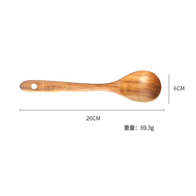 Wholesale 7-Piece Teak Kitchen Utensil Set – Natural Wood Cooking Tools