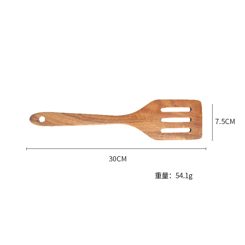 Wholesale 7-Piece Teak Kitchen Utensil Set – Natural Wood Cooking Tools