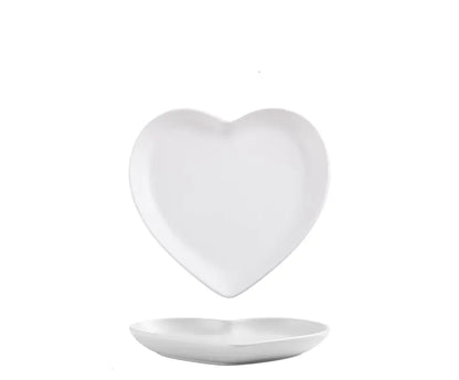 Nordic Heart-Shaped Ceramic Dinner Plate Set – Romantic Couple Set