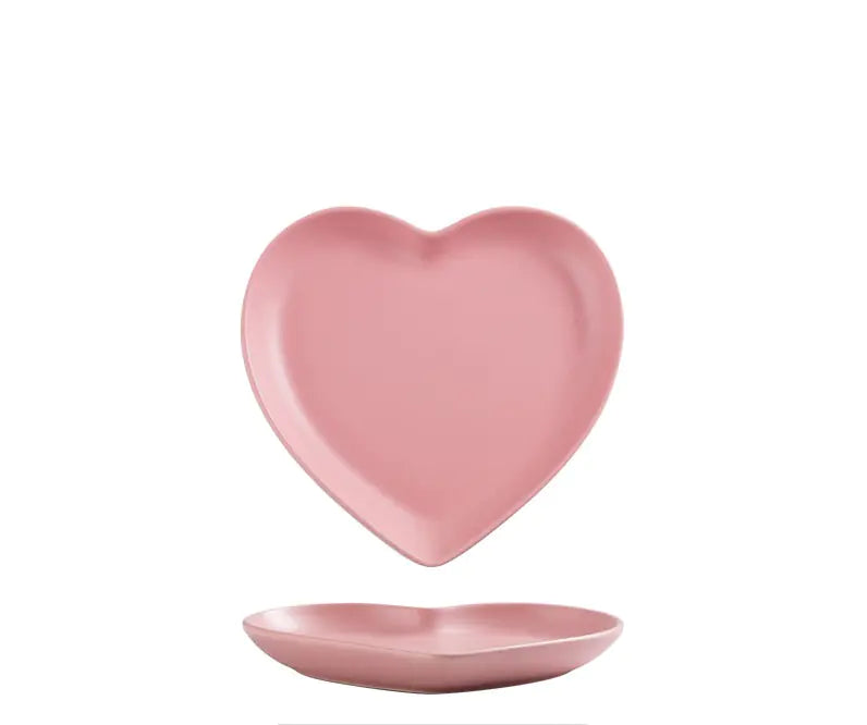 Nordic Heart-Shaped Ceramic Dinner Plate Set – Romantic Couple Set