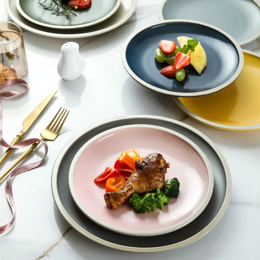 Morandi Matte Ceramic Dinner Plate Set – Modern Minimalist Tableware