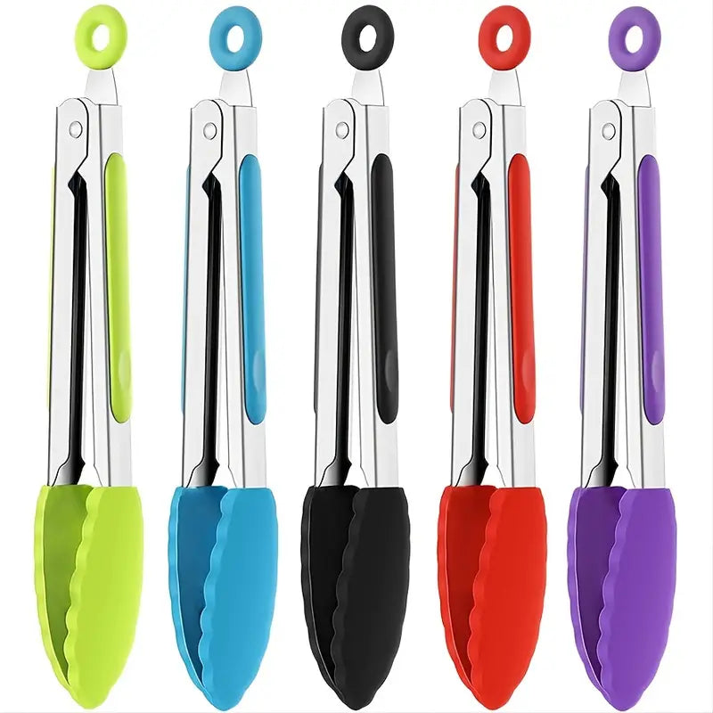 5pcs 7-Inch Silicone Tip Kitchen Tongs