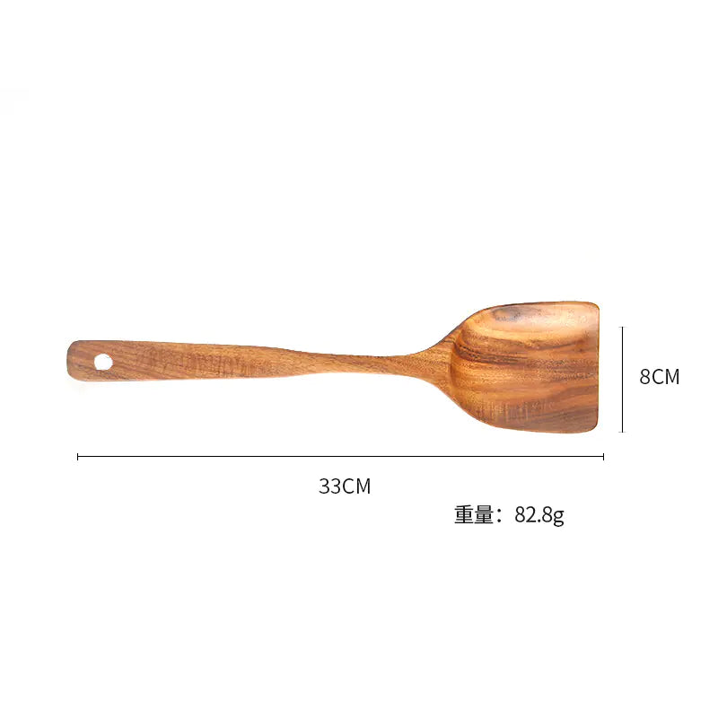 Wholesale 7-Piece Teak Kitchen Utensil Set – Natural Wood Cooking Tools