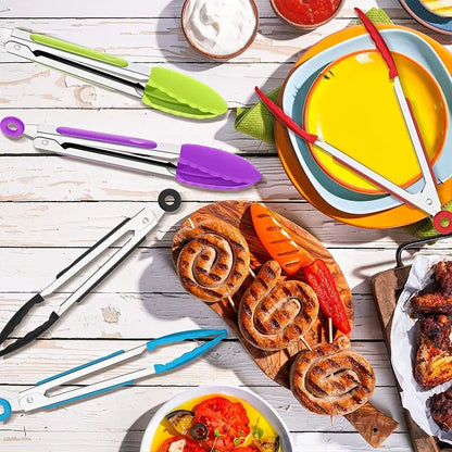 5pcs 7-Inch Silicone Tip Kitchen Tongs