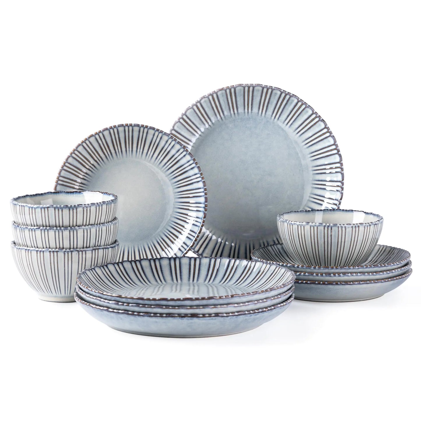 GBHOME 12-Piece Handmade Ceramic Dinnerware Set