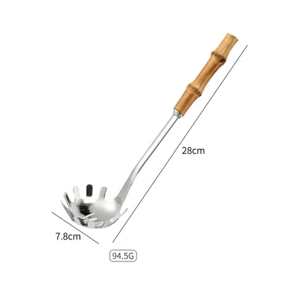 Stainless Steel Kitchen Utensil Set with Bamboo Handles
